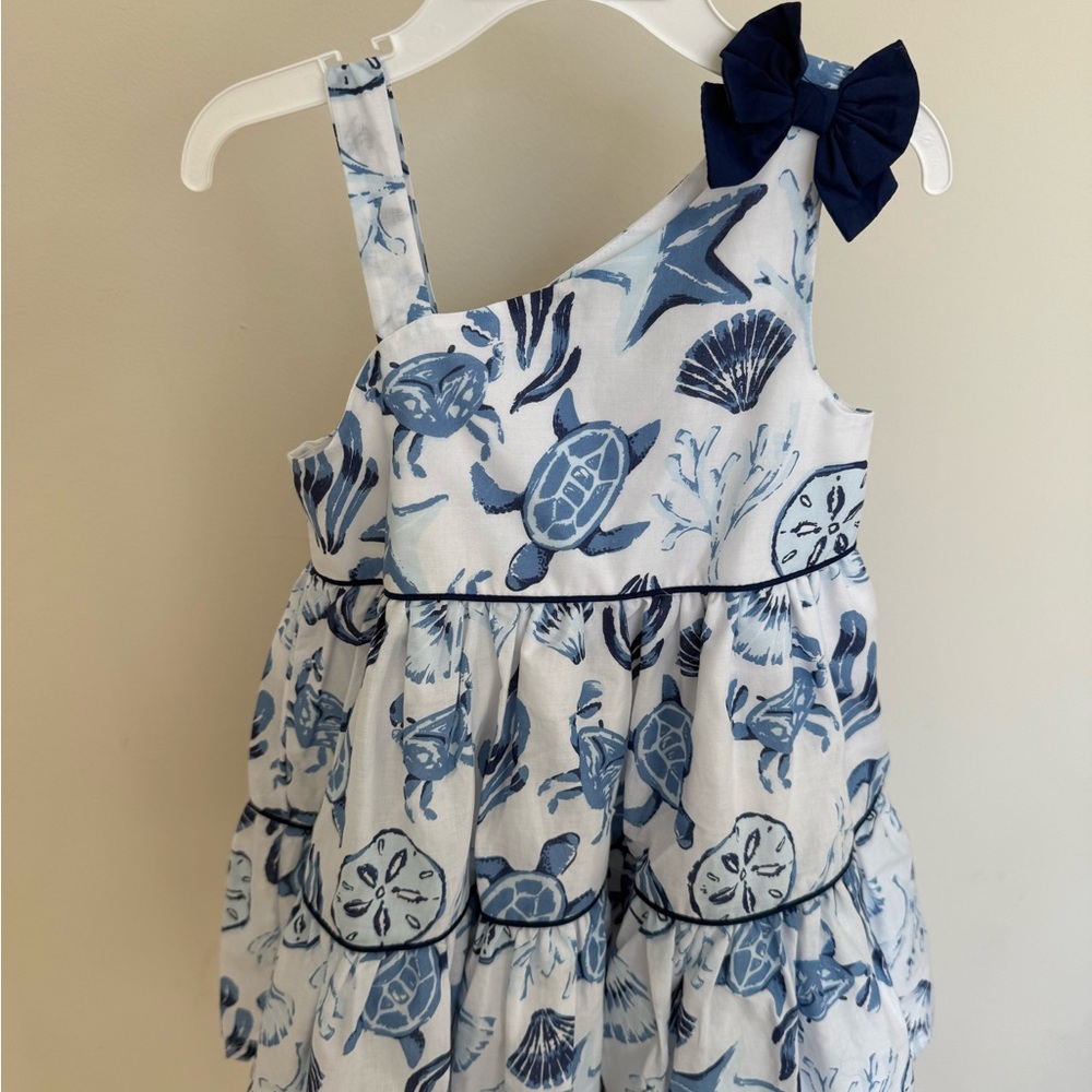 Rachel Zoe Blue and White Sea Life Dress with Bow
